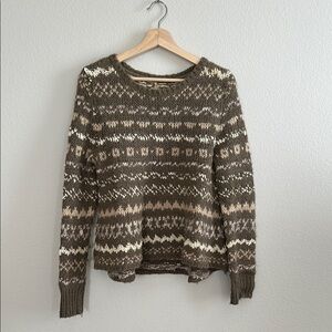 Free People Brown Fair Isle Crew Neck Sweater High Low